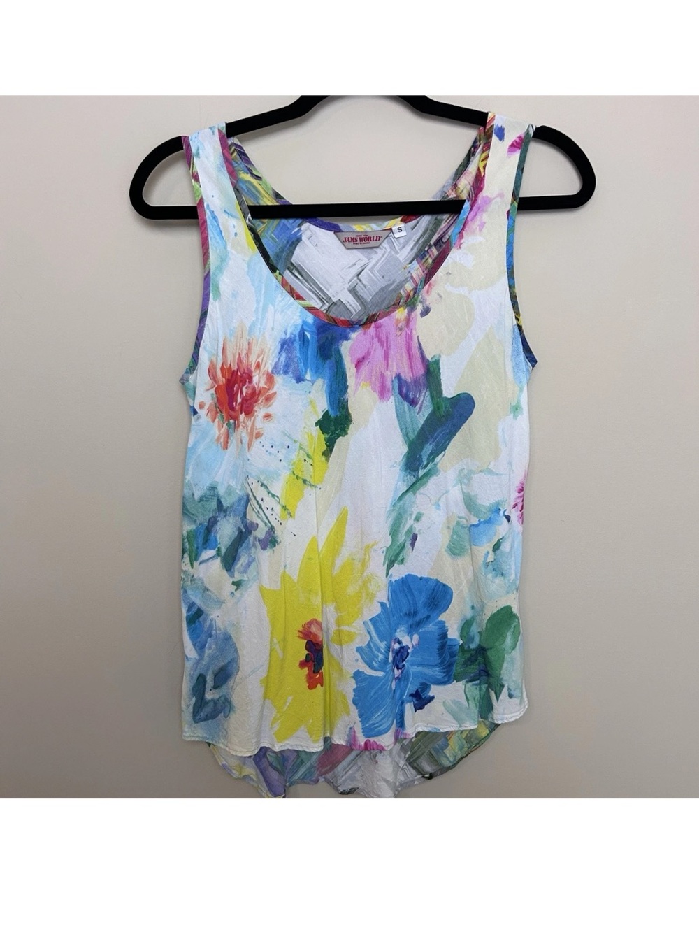 Vintage Jams World Watercolor Floral Tank Top Biscotti Polygon Small Hawaii